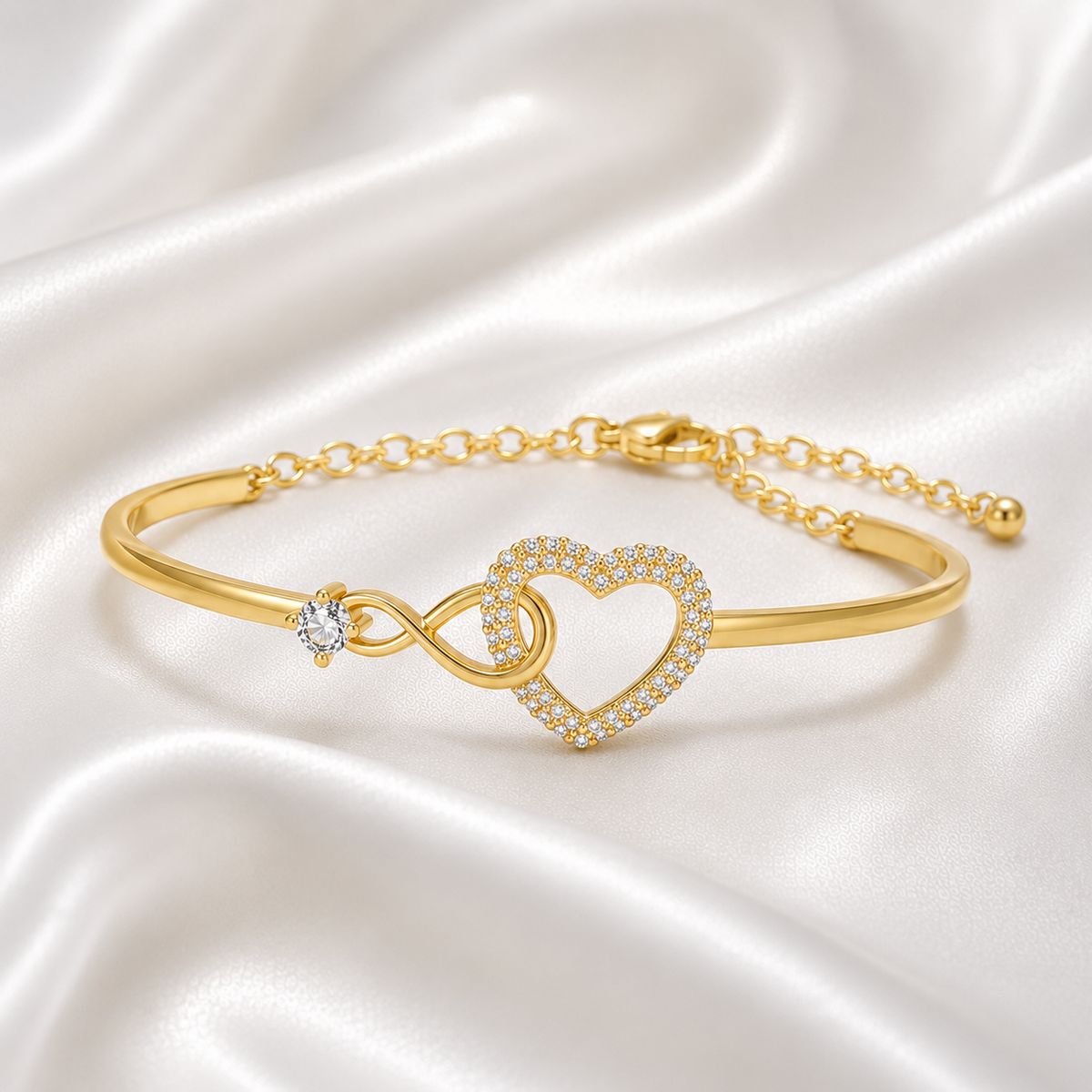 À MA FILLE - BRACELET COEUR INFINI & COFFRET EN NOYER GRAVÉ