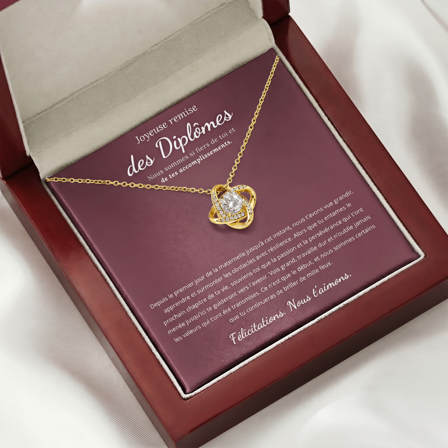 CADEAU DE REMISE DES DIPLÔMES - COLLIER CŒUR ENTRELACÉ