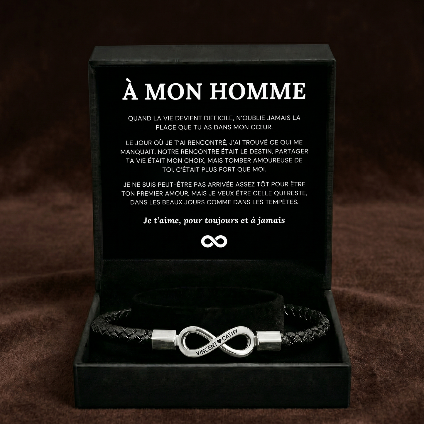 À MON HOMME - BRACELET EN CUIR INFINI PERSONNALISÉ