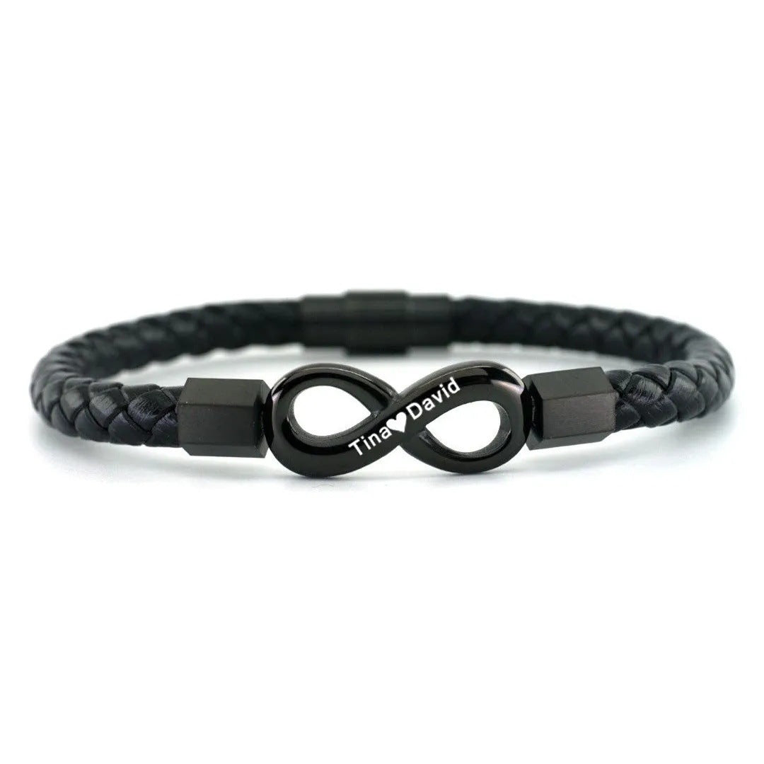 À MON HOMME - BRACELET EN CUIR PERSONNALISÉ & COFFRET EN NOYER GRAVÉ