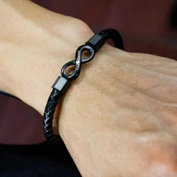 À MON HOMME - BRACELET EN CUIR INFINI PERSONNALISÉ