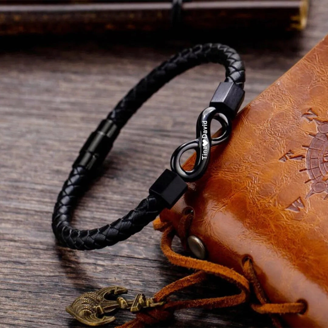 À MON HOMME - BRACELET EN CUIR INFINI PERSONNALISÉ