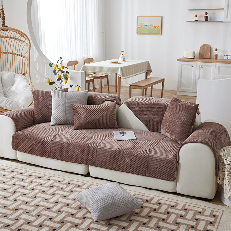 HOUSSE DE CANAPÉ ANTIDÉRAPANTE EN PELUCHE ÉPAISSE