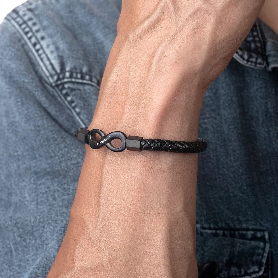 À MON HOMME - BRACELET EN CUIR INFINI PERSONNALISÉ