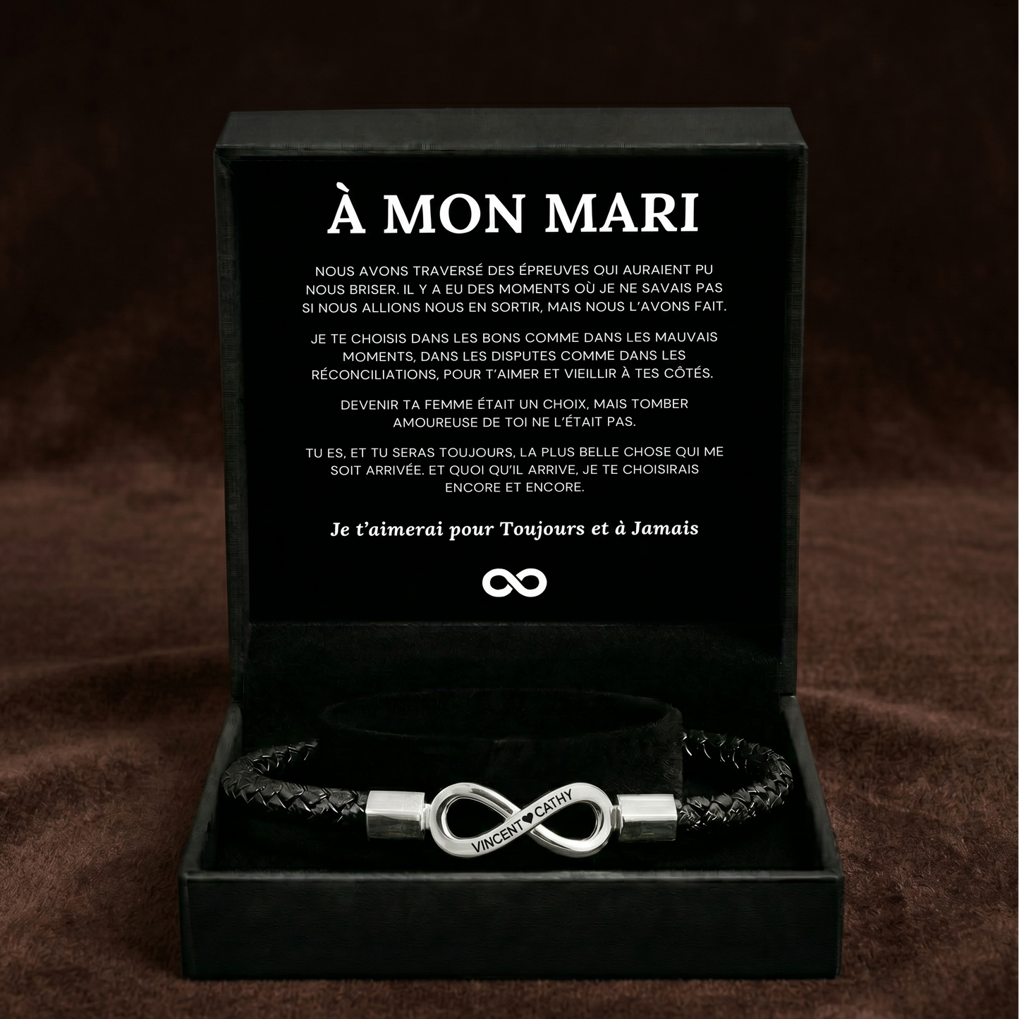 À MON MARI - BRACELET EN CUIR INFINI PERSONNALISÉ