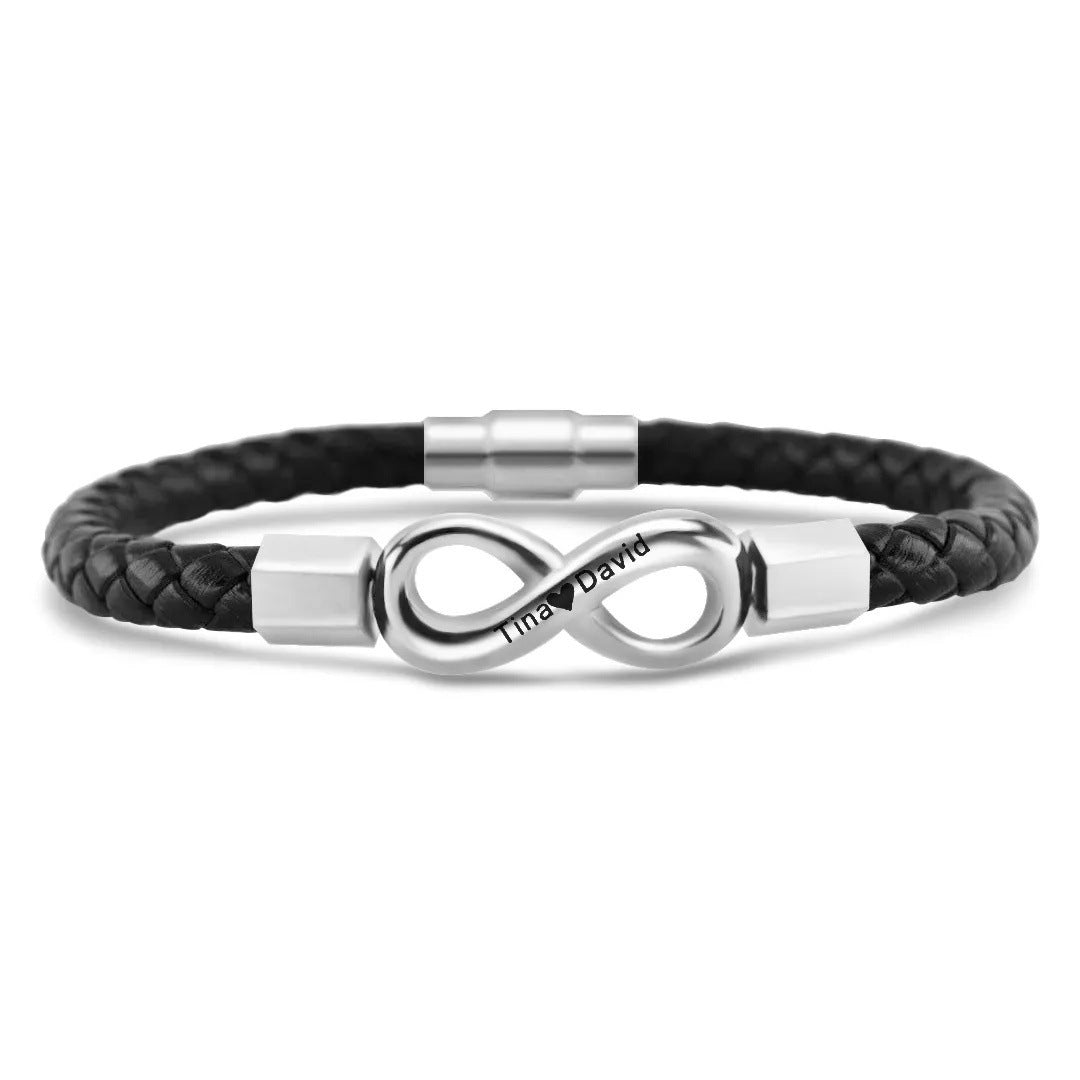 À MON HOMME - BRACELET EN CUIR INFINI PERSONNALISÉ