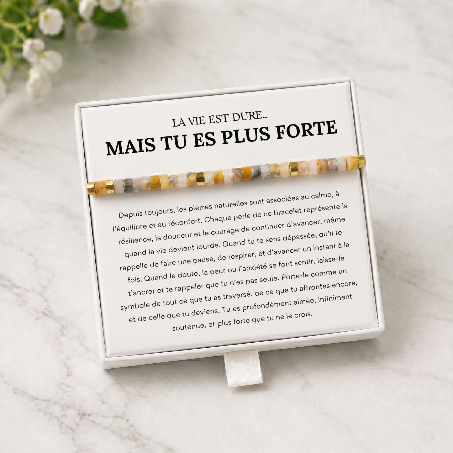 LA VIE EST DURE, MAIS TU ES PLUS FORTE - BRACELET PIERRES NATURELLES
