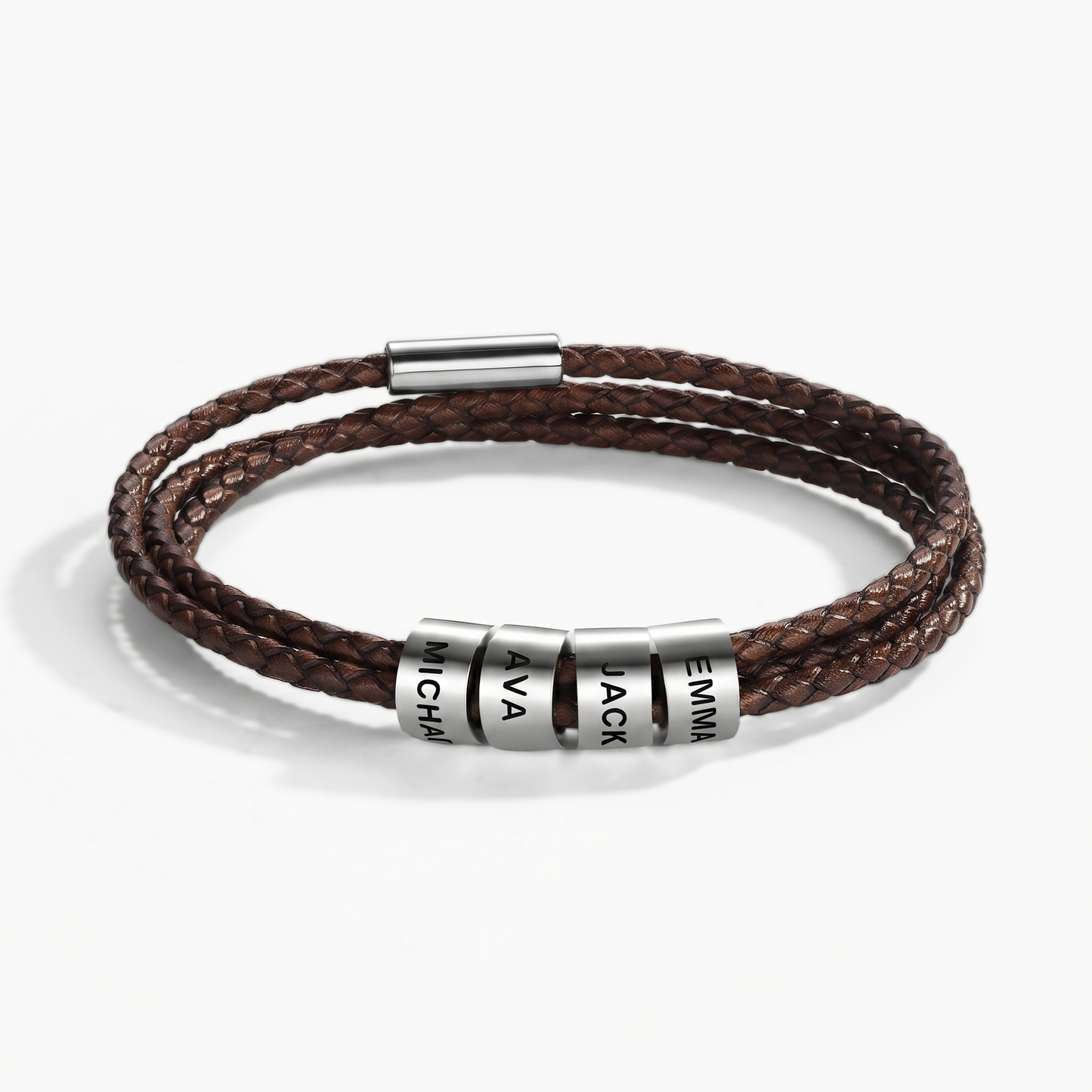 AU MEILLEUR PAPA - BRACELET EN CUIR TRESSÉ PERSONNALISÉS