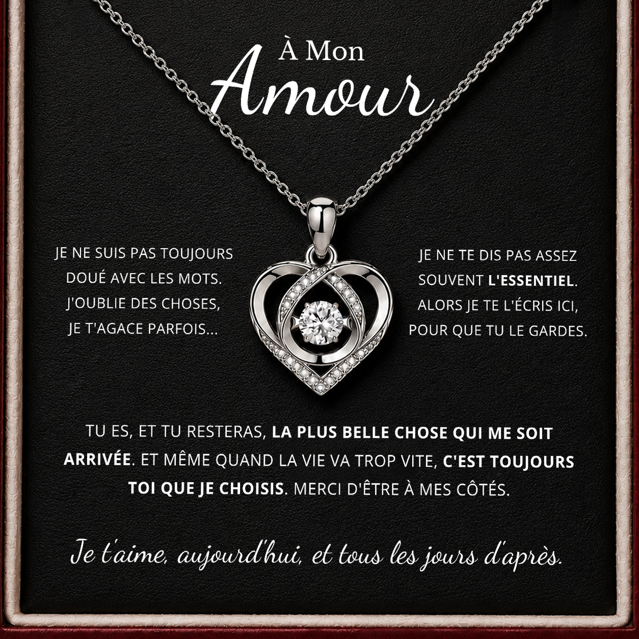 À MON AMOUR - COLLIER COEUR ARGENT S925
