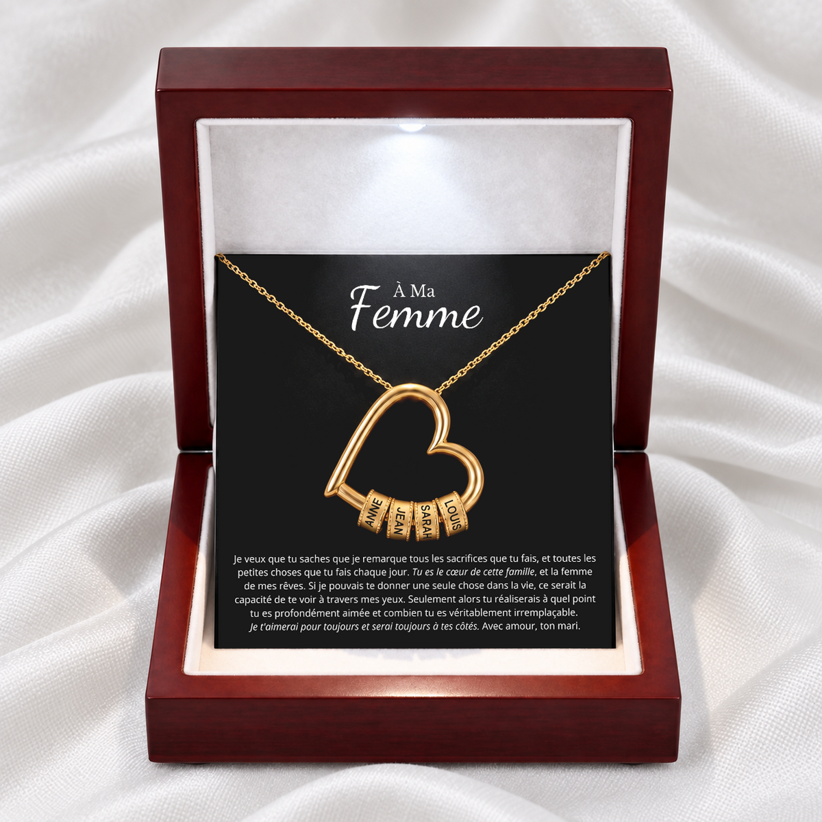 À MA FEMME - COLLIER COEUR NOMS PERSONNALISÉE