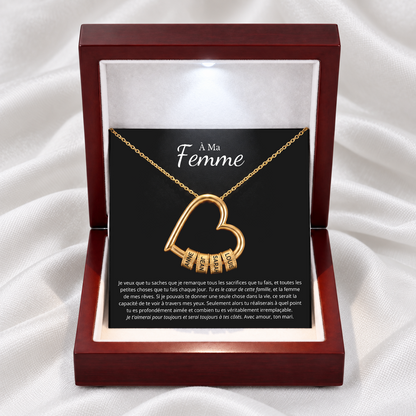 À MA FEMME - COLLIER COEUR NOMS PERSONNALISÉE