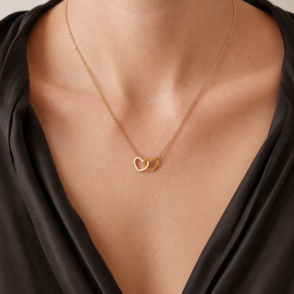 ROSE ÉTERNELLE - COLLIER DOUBLE COEUR PERSONNALISÉ