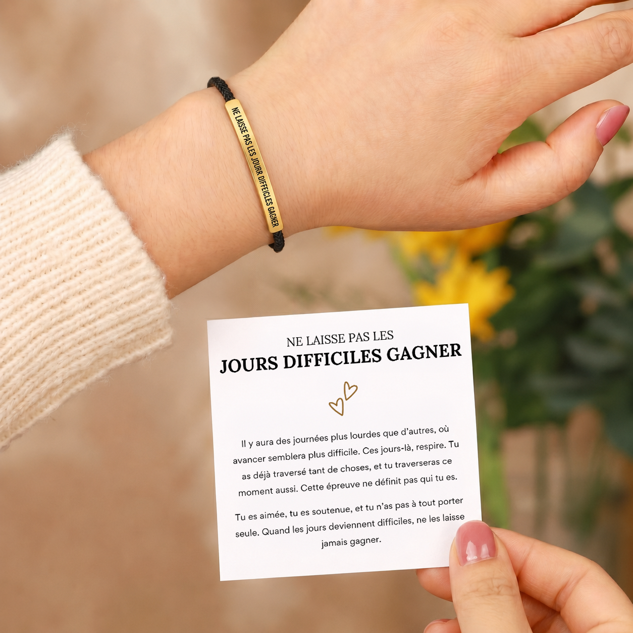 NE LAISSE PAS LES JOURS DIFFICILES GAGNER - BRACELET À CORDON TRESSÉ