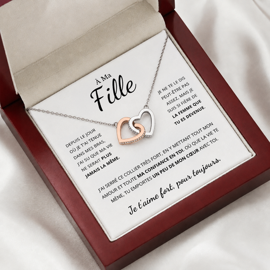À MA FILLE - COLLIER COEUR DOUBLE
