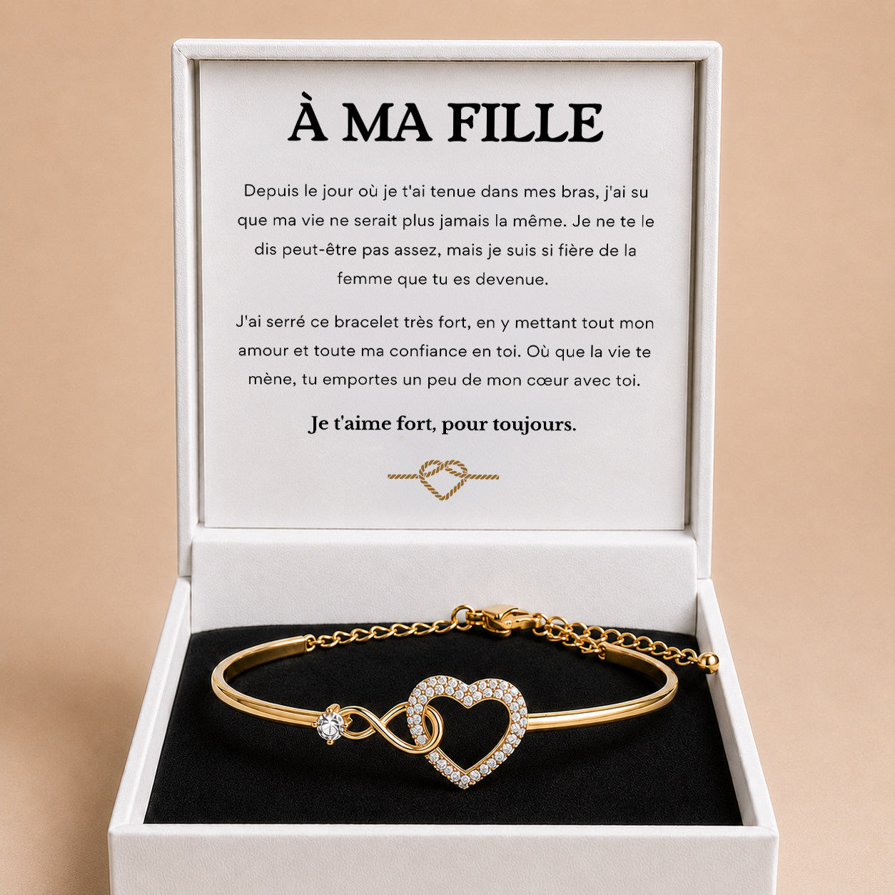 À MA FILLE - BRACELET COEUR INFINI