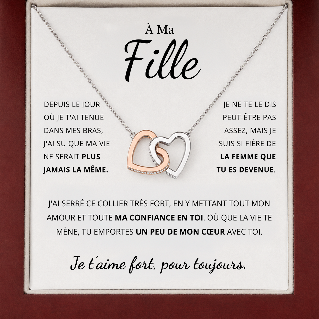 À MA FILLE - COLLIER COEUR DOUBLE