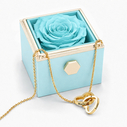ROSE ÉTERNELLE - COLLIER DOUBLE COEUR PERSONNALISÉ