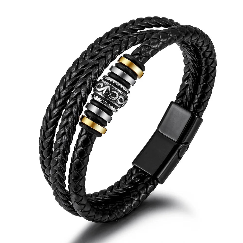 Bracelet Cuir Pour Fils - Cadeau Anniversaire Rentrée Avec Message Je T'Aime Magnétique