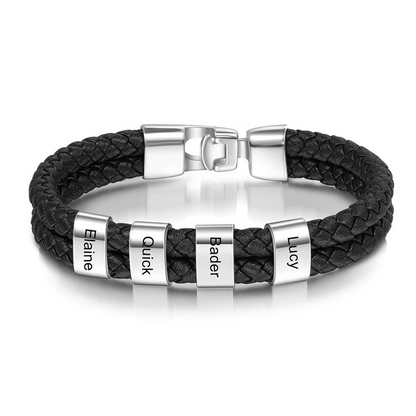 BRACELET EN CUIR DOUBLE PRÉNOMS PERSONNALISÉS