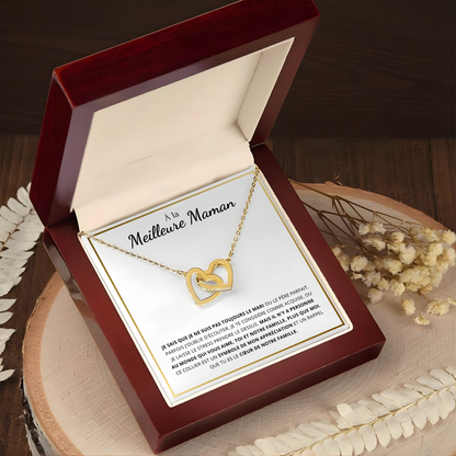 À LA MEILLEURE MAMAN - COLLIER COEUR DOUBLE