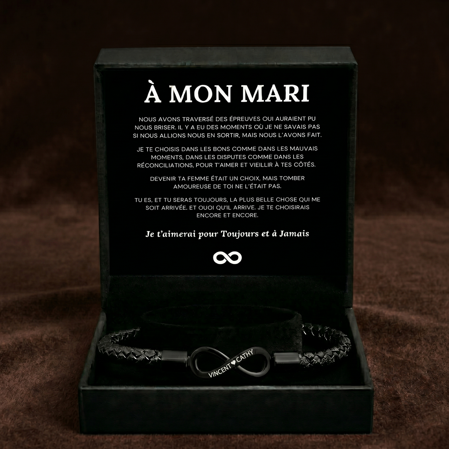 À MON MARI - BRACELET EN CUIR INFINI PERSONNALISÉ