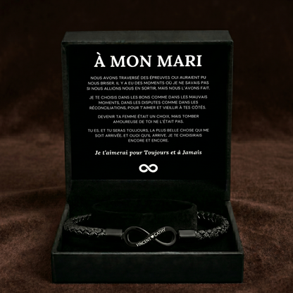 À MON MARI - BRACELET EN CUIR INFINI PERSONNALISÉ