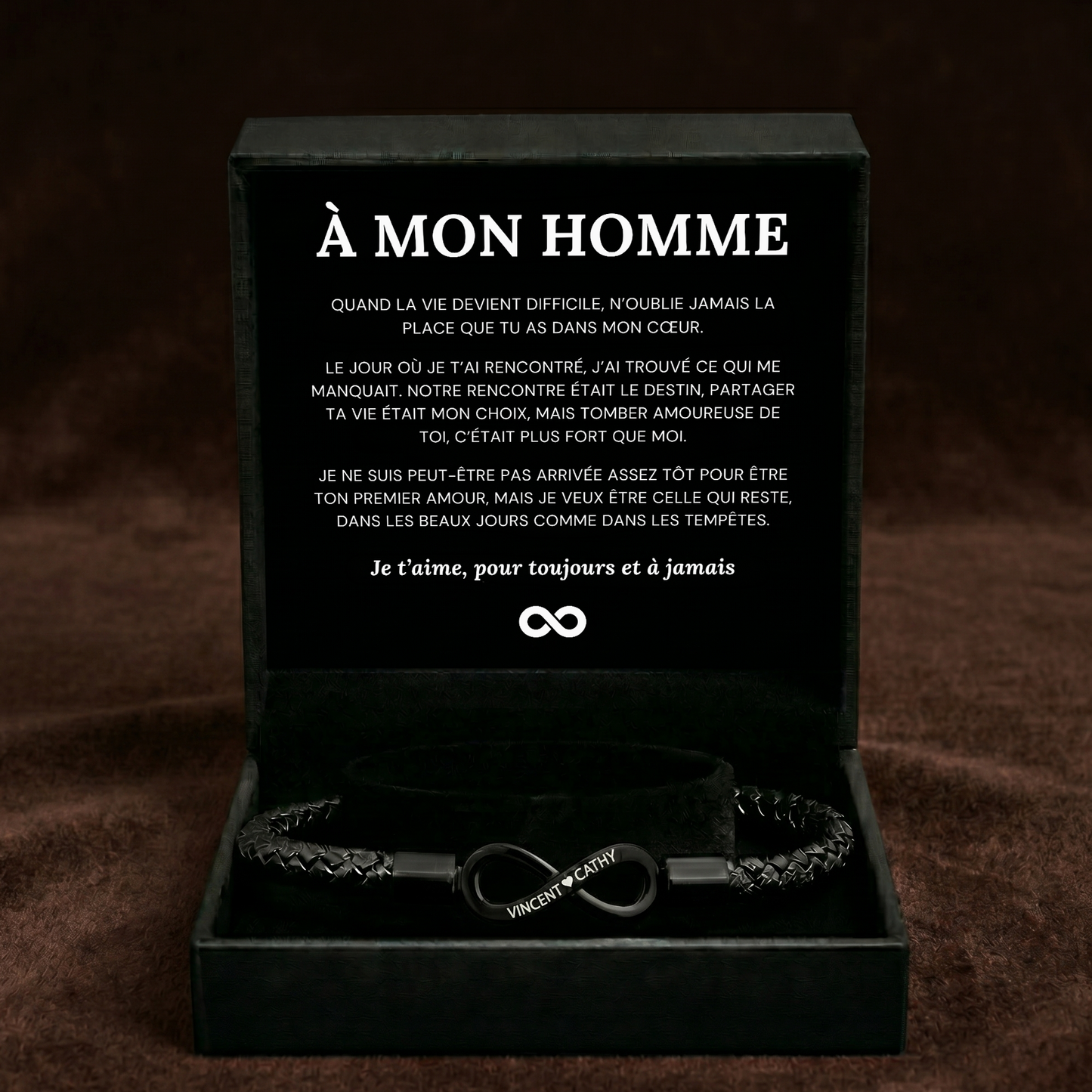À MON HOMME - BRACELET EN CUIR INFINI PERSONNALISÉ