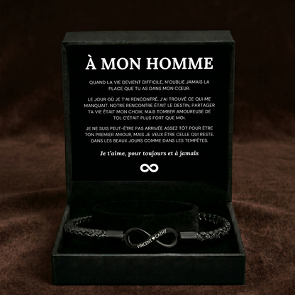À MON HOMME - BRACELET EN CUIR INFINI PERSONNALISÉ