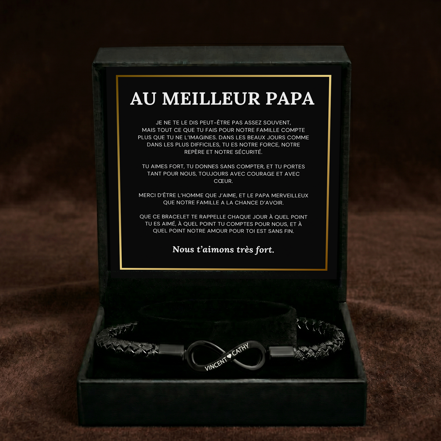 AU MEILLEUR PAPA - BRACELET EN CUIR INFINI PERSONNALISÉ