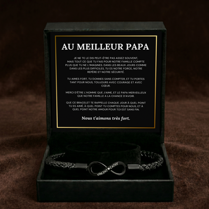 AU MEILLEUR PAPA - BRACELET EN CUIR INFINI PERSONNALISÉ