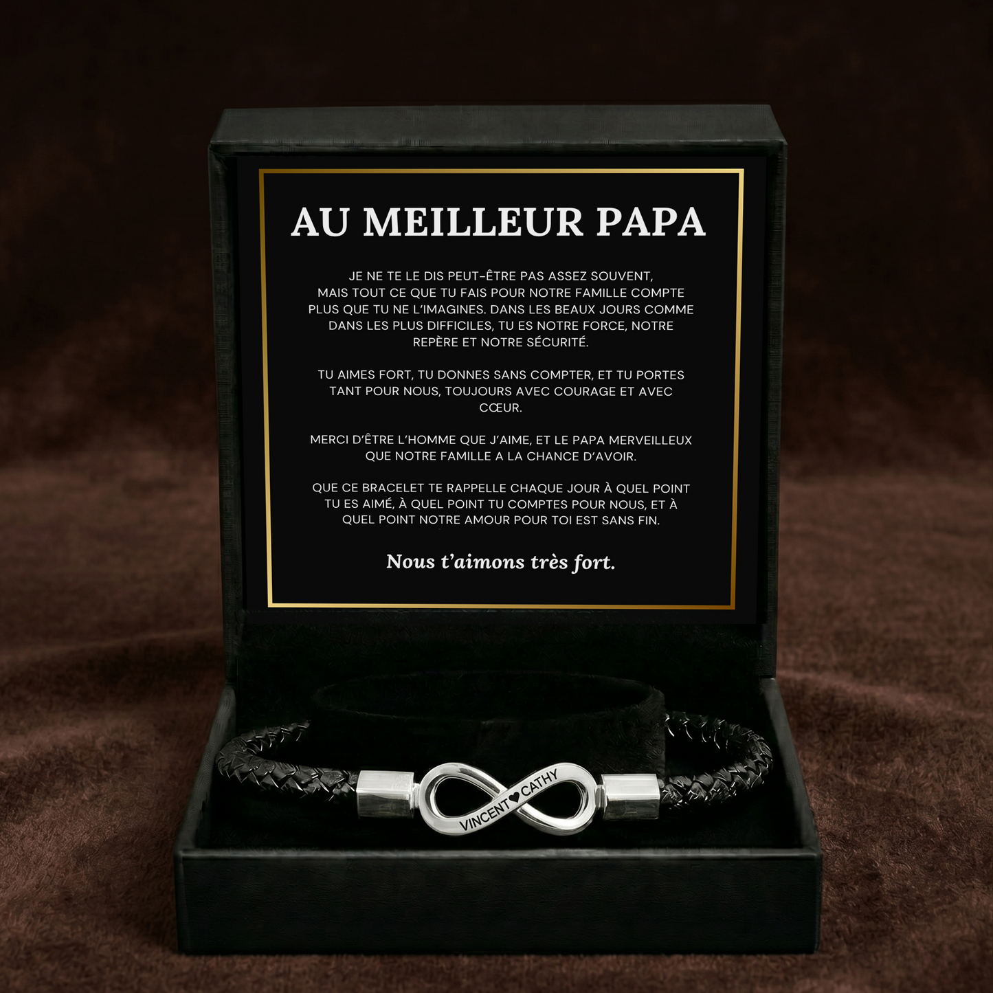 AU MEILLEUR PAPA - BRACELET EN CUIR INFINI PERSONNALISÉ