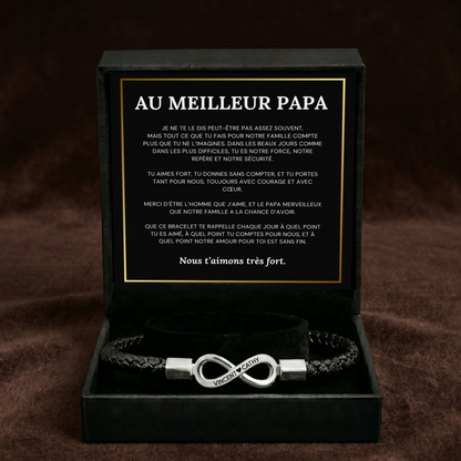 AU MEILLEUR PAPA - BRACELET EN CUIR INFINI PERSONNALISÉ