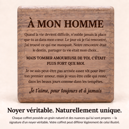 À MON HOMME - BRACELET EN CUIR PERSONNALISÉ & COFFRET EN NOYER GRAVÉ