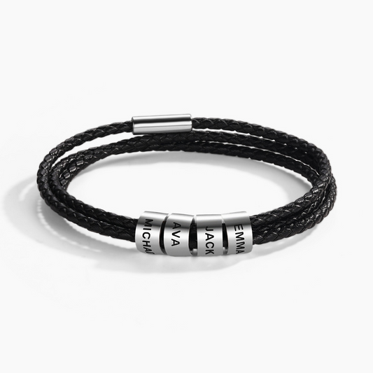 AU MEILLEUR PAPA - BRACELET EN CUIR TRESSÉ PERSONNALISÉS