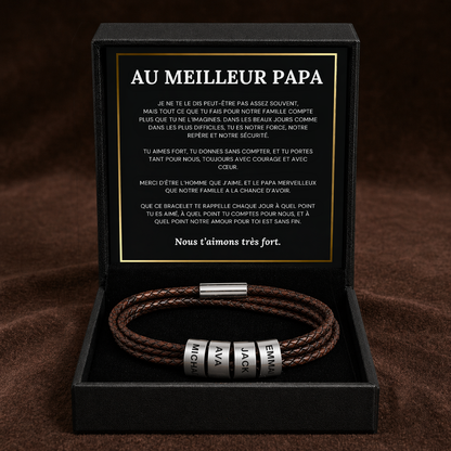 AU MEILLEUR PAPA - BRACELET EN CUIR TRESSÉ PERSONNALISÉS