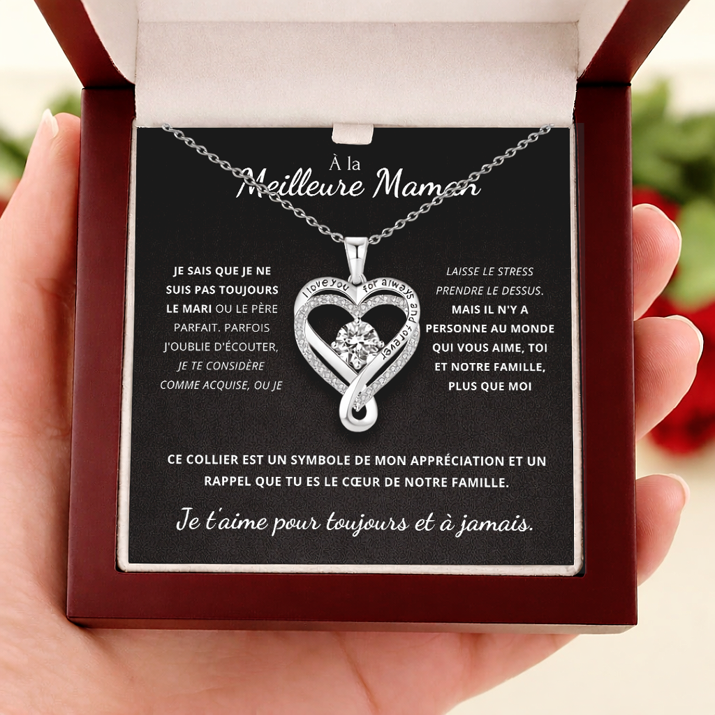 À LA MEILLEURE MAMAN - COLLIER CŒUR "I LOVE YOU"