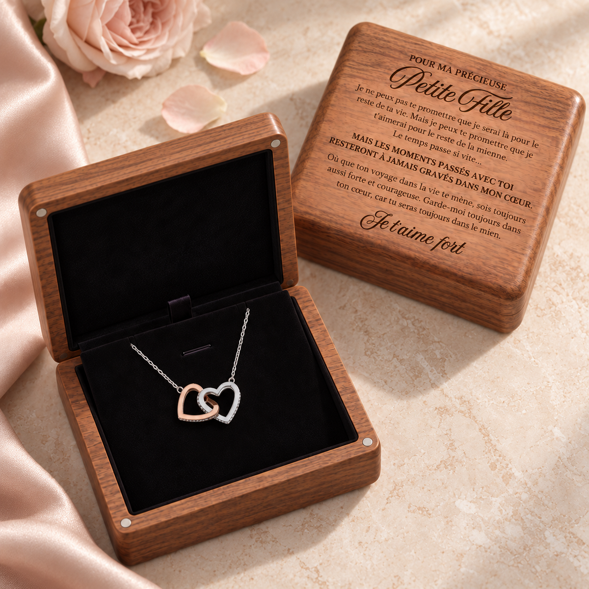 Collier ruban À Mon Amour avec carte message et coffret cadeau lumineux