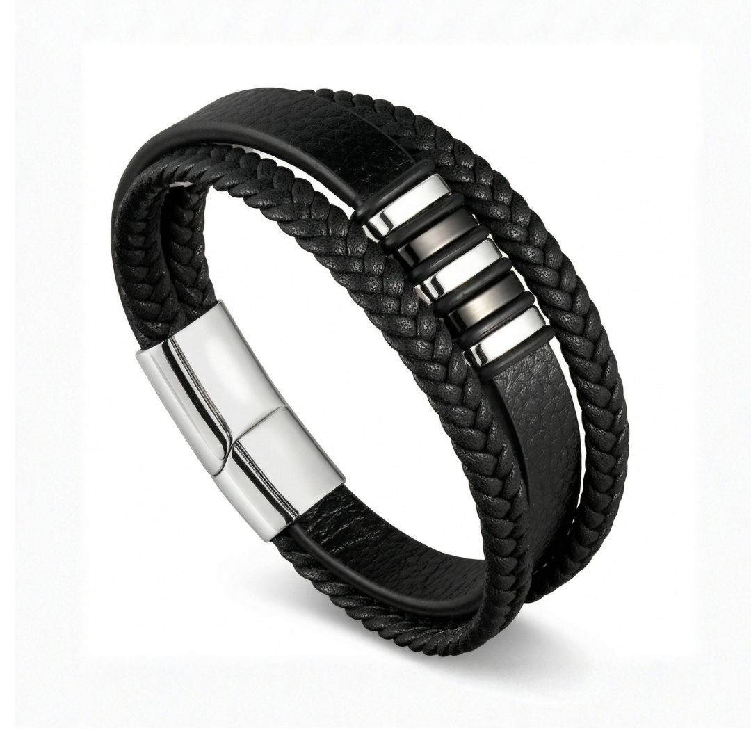 À MON PETIT-FILS - BRACELET CUIR TRESSÉ TRIPLE