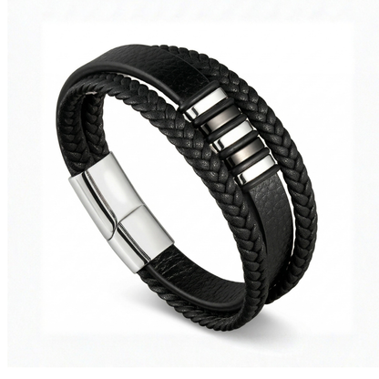 À MON PETIT-FILS - BRACELET CUIR TRESSÉ TRIPLE