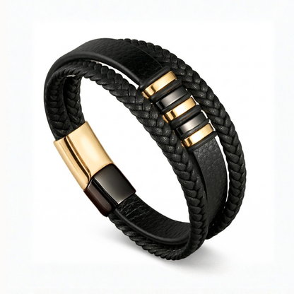 À MON PETIT-FILS - BRACELET CUIR TRESSÉ TRIPLE