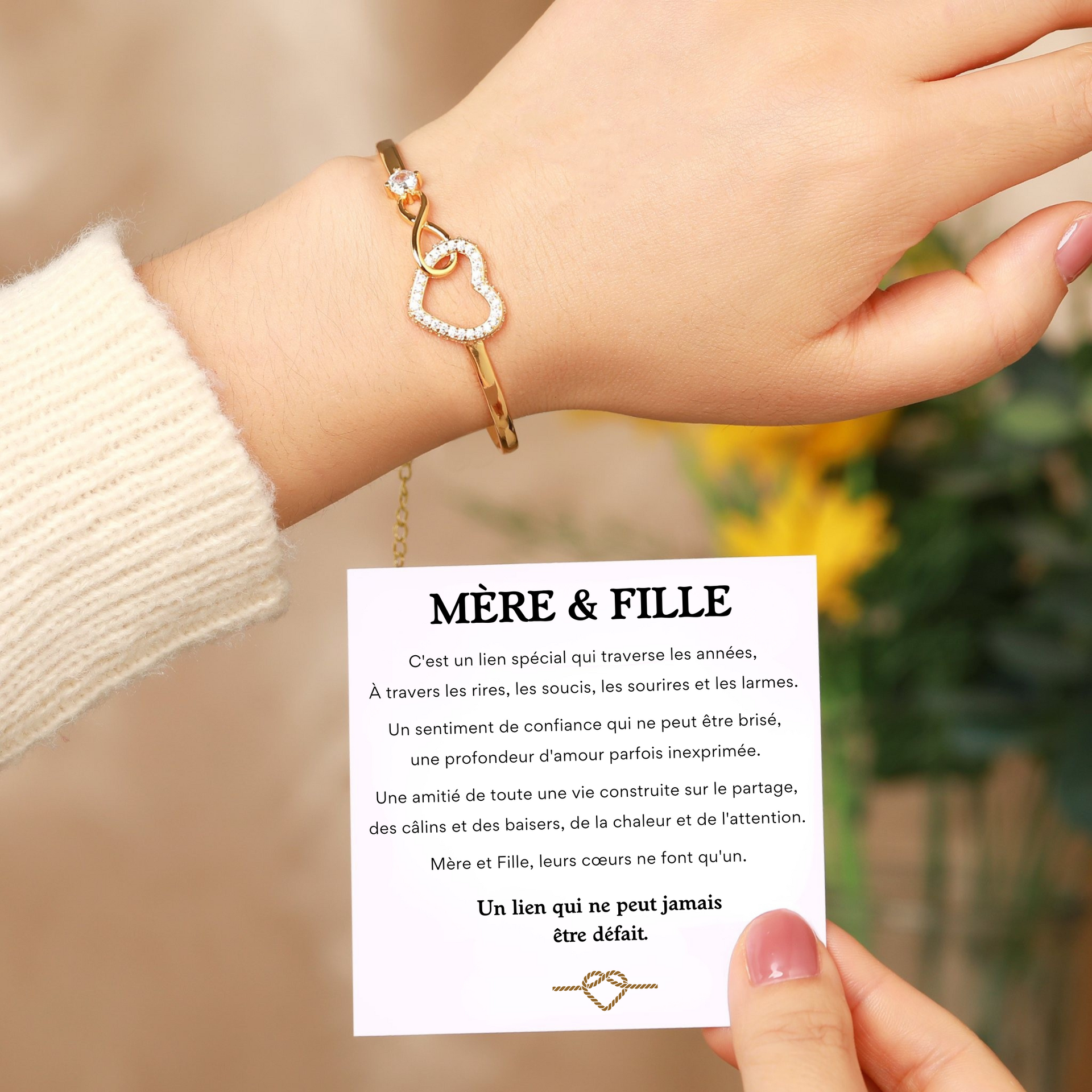 Bracelets Mère Et Fille En Forme De Cœur - Corde Cirée Réglable - Cadeau Symbolique Anniversaire, Fête Des Mères