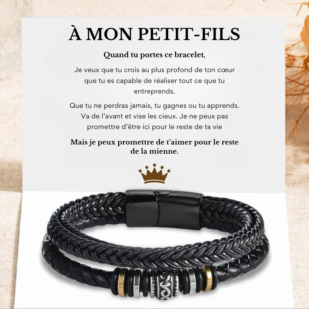 À MON PETIT-FILS - BRACELET EN CUIR TRIPLE