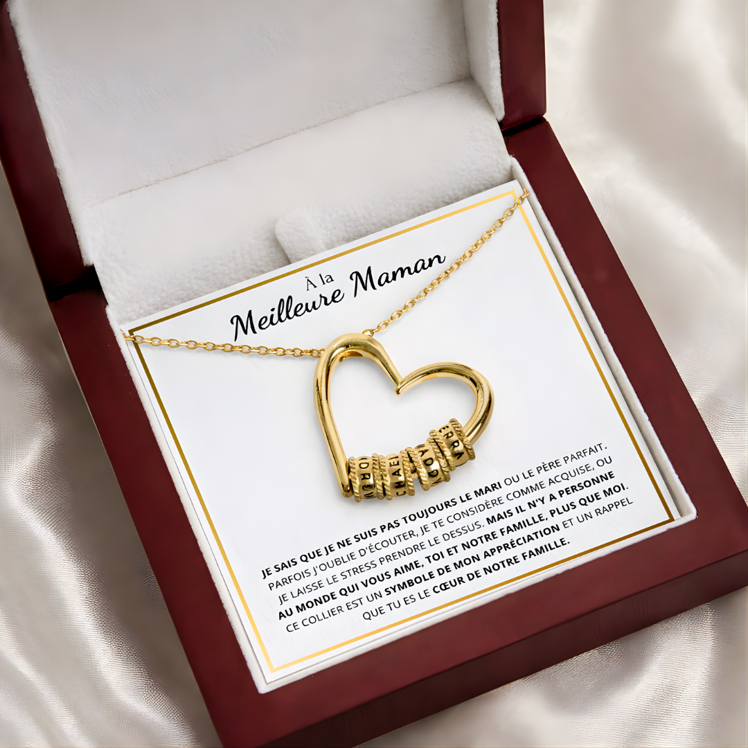 À LA MEILLEURE MAMAN - COLLIER COEUR NOMS PERSONNALISÉE