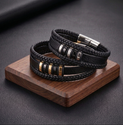 À MON PETIT-FILS - BRACELET CUIR TRESSÉ TRIPLE