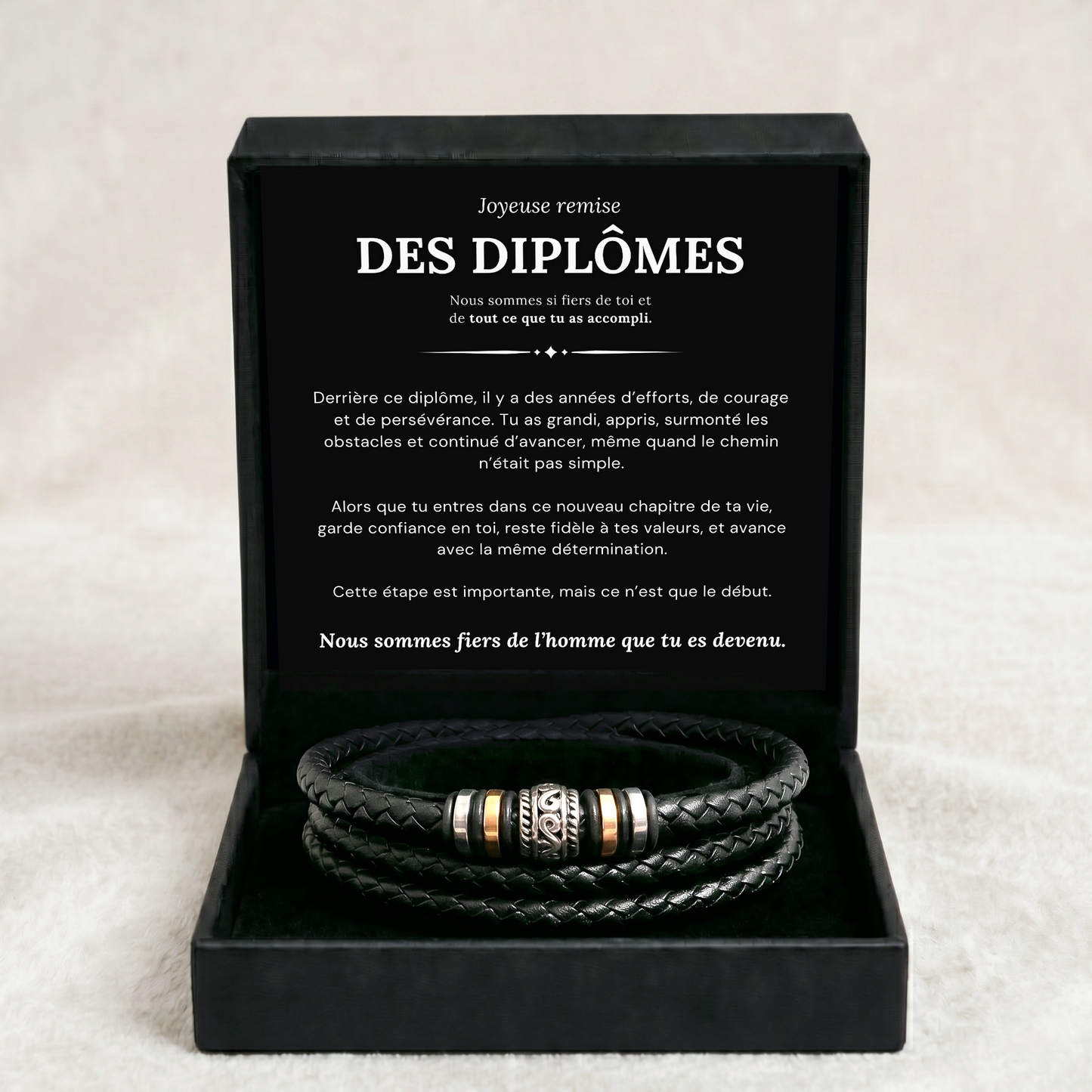 CADEAU DE REMISE DES DIPLÔMES - BRACELET EN CUIR TRIPLE