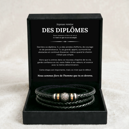 CADEAU DE REMISE DES DIPLÔMES - BRACELET EN CUIR TRIPLE