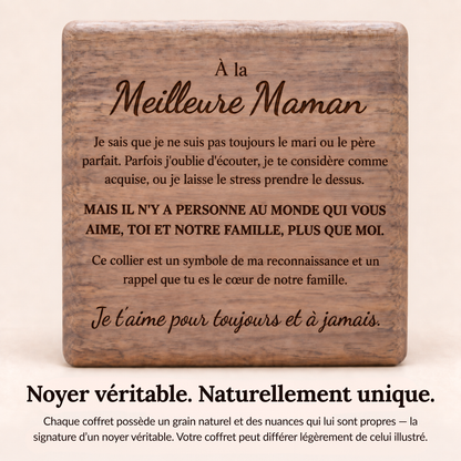 À LA MEILLEURE MAMAN - COLLIER COEUR PERSONNALISÉE & COFFRET EN NOYER GRAVÉ