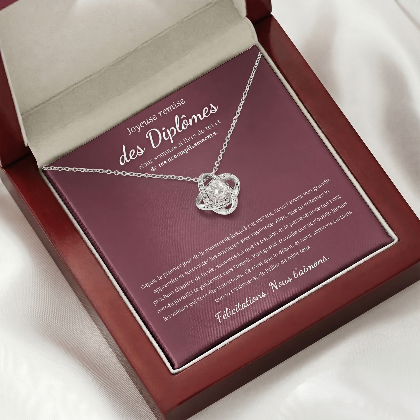 CADEAU DE REMISE DES DIPLÔMES - COLLIER CŒUR ENTRELACÉ