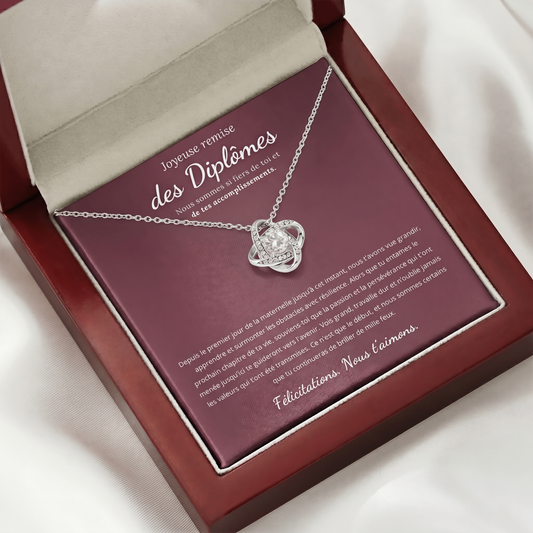 CADEAU DE REMISE DES DIPLÔMES - COLLIER CŒUR ENTRELACÉ