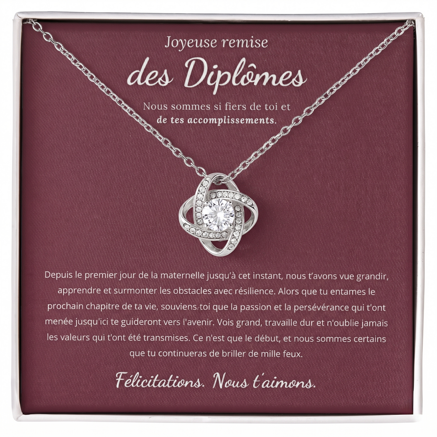 CADEAU DE REMISE DES DIPLÔMES - COLLIER CŒUR ENTRELACÉ